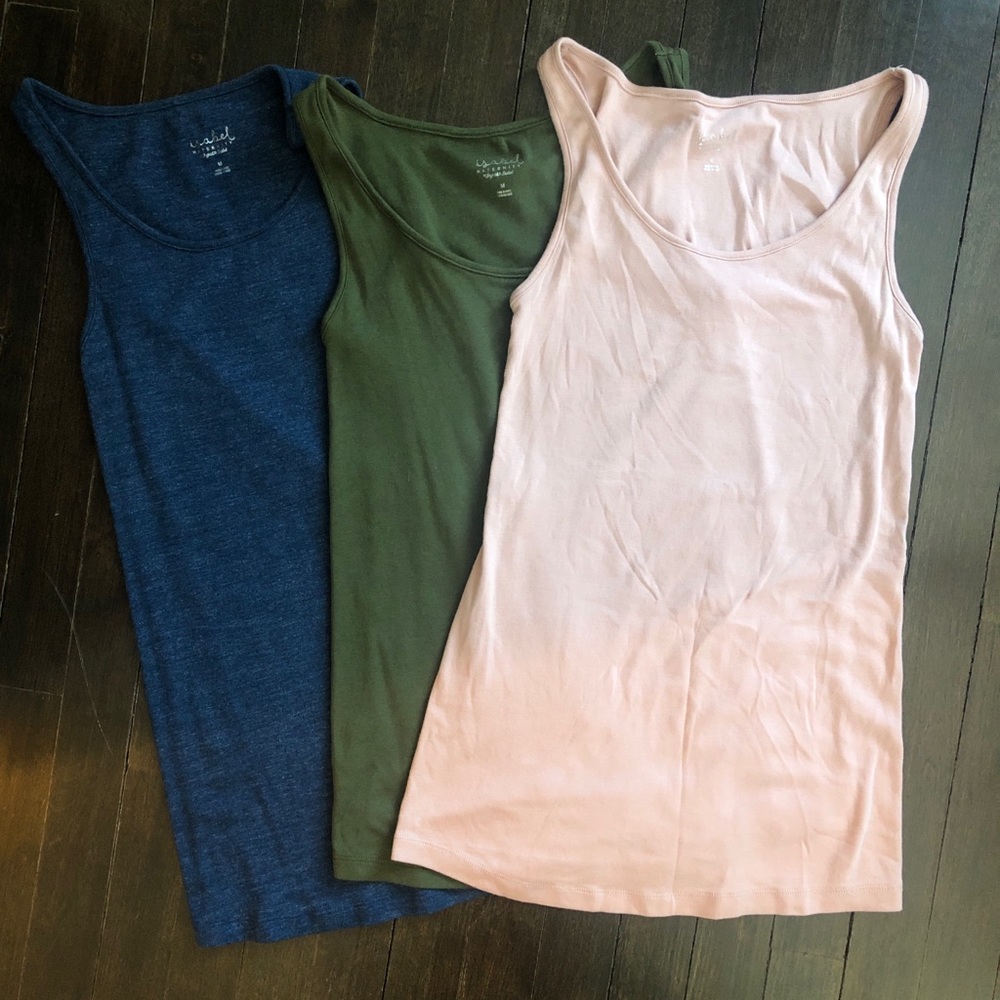 Set of 3 Long Maternity Tanks. Size Medium